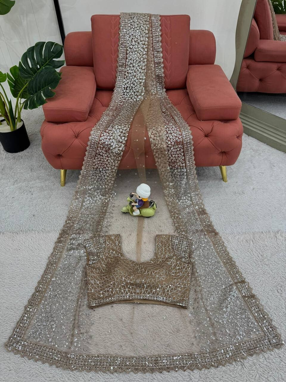 Reception Wear Soft Net Saree With Blouse For Women And Girls