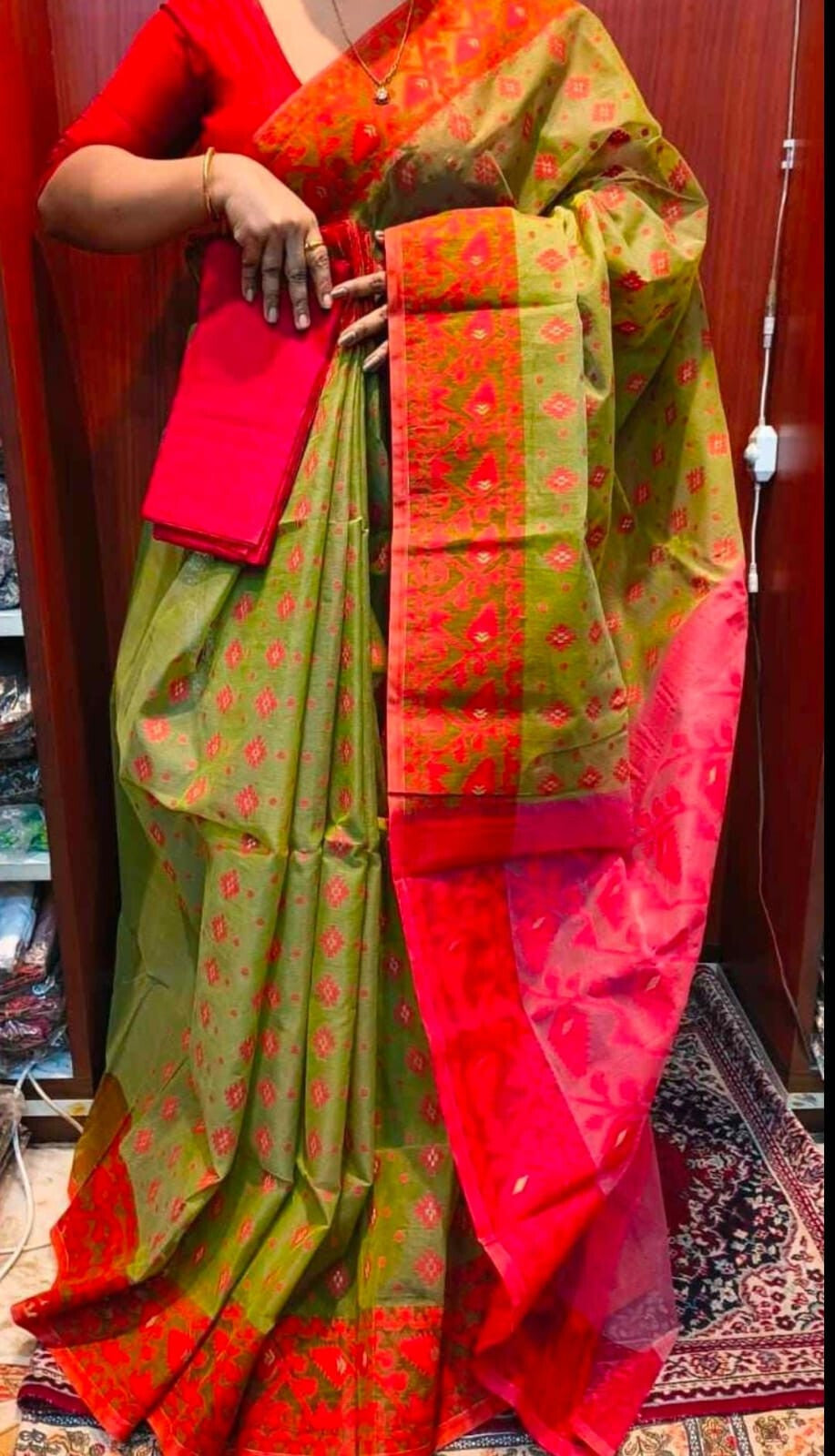 Indian Traditional Hand Made Dhakai Jamdani Saree Feastive Wear Sari F