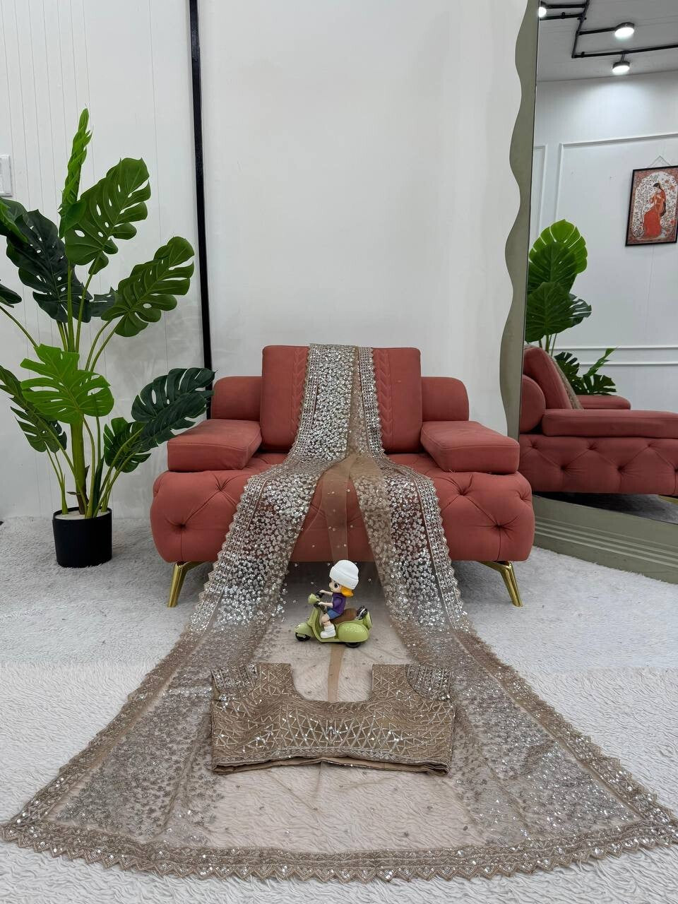 Reception Wear Soft Net Saree With Blouse For Women And Girls