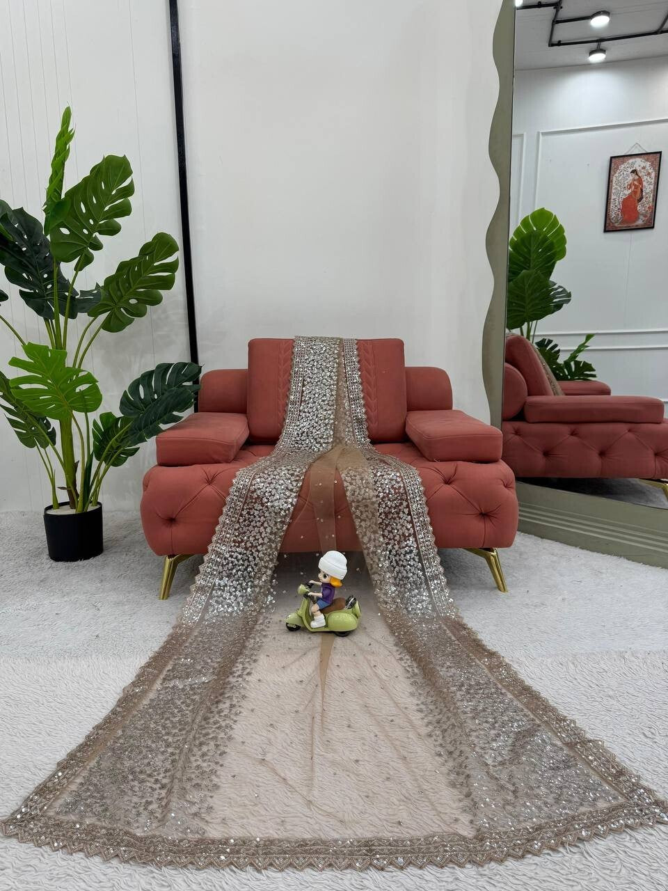 Reception Wear Soft Net Saree With Blouse For Women And Girls